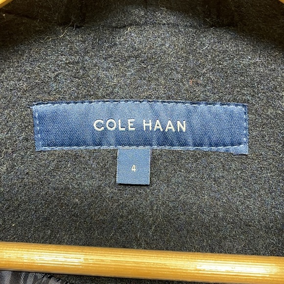 Cole Haan Women's Wool-Blend Wrap Coat Sz 4 $500 navy blue - Picture 14 of 15